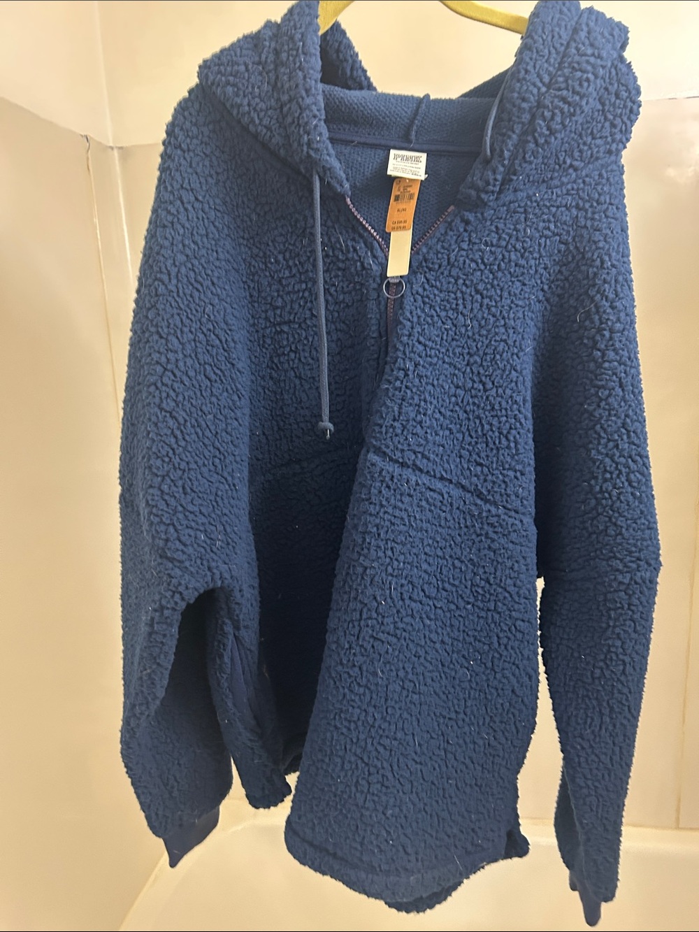 PINK Victoria's Secret Women's Navy Sherpa Puffer Hoodie